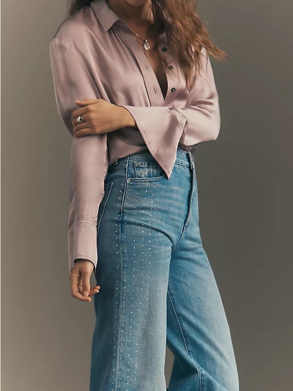 Le Jean High-Rise Wide-Leg Embellished Jeans